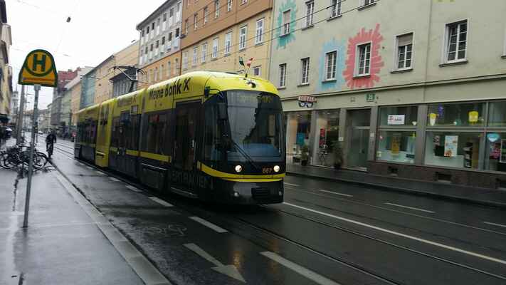 I Graz má svoje tramvaje.